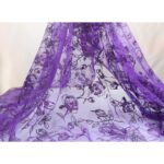 Tulle Floccato Glitter Rosone - al Metro - Viola Floccato Viola Glitter Viola