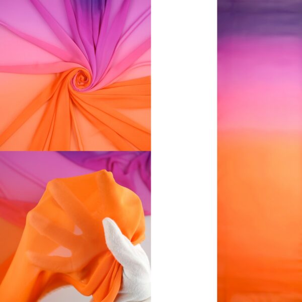 Chiffon Degrade - al Metro - Multicolor Viola Sfumato Arancio