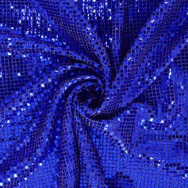 Maglia Elastica Lurex con Paillettes Quadrata - Blu Royal Paillettes Blu