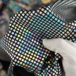 Maglia Elastica Lurex con Paillettes Quadrata - Nero Paillettes Iridescente