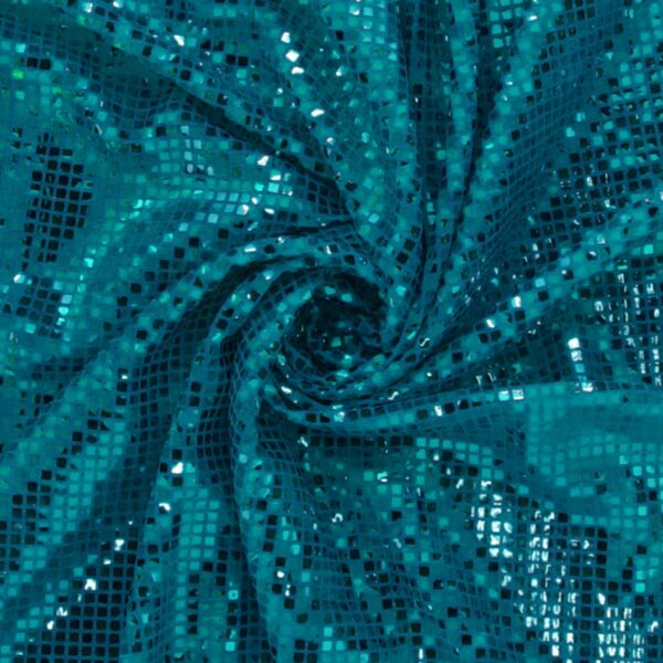 Maglia Elastica Lurex con Paillettes Quadrata - Turchese Paillettes Turchese