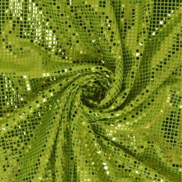 Maglia Elastica Lurex con Paillettes Quadrata - Verde Fluo Paillettes Verde