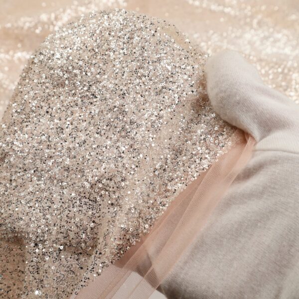 Tulle Incanto con Micropaillettes Silver Cristal - al Metro - Nudo