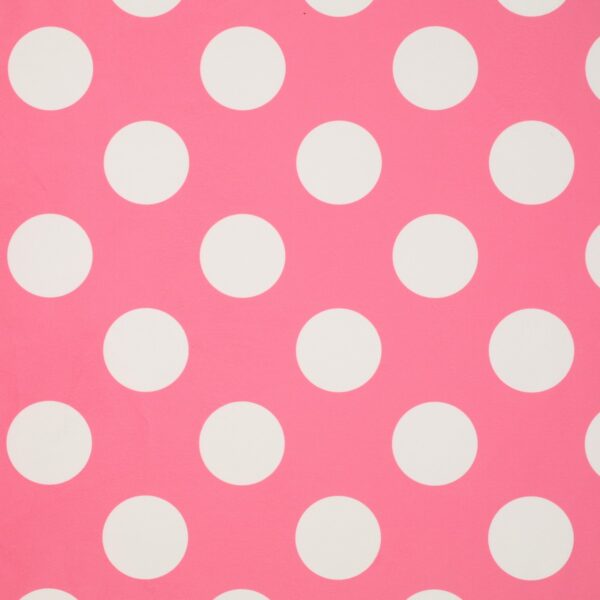 Velluto Stampato Fantasia - al Metro - Pois Grandi Bianchi fondo Rosa