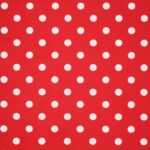 Velluto Stampato Fantasia - al Metro - Pois Piccoli Bianchi fondo Rosso