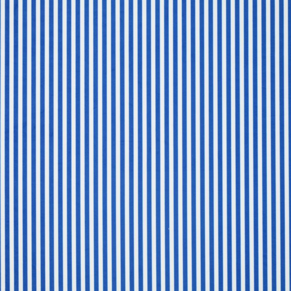 Velluto Stampato Fantasia - al Metro - Riga Verticale Stretta Bianco & Azzurro
