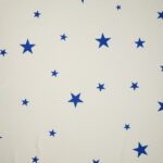 Velluto Stampato Fantasia - al Metro - Stelle Blu fondo Bianco Sporco