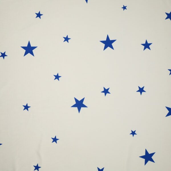 Velluto Stampato Fantasia - al Metro - Stelle Blu fondo Bianco Sporco