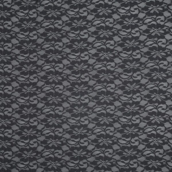 Merletto Fior d'Amore - Bielastico 00329 - al Metro - Nero