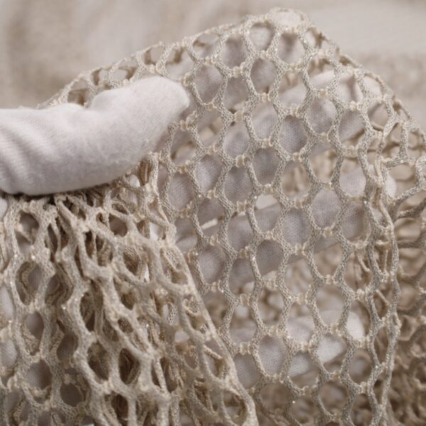 Tessuto Rete Lurex Argento Elasticizzata - Corda Naturale
