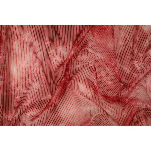Organza Rigata Fantasia - al Metro - Rosso