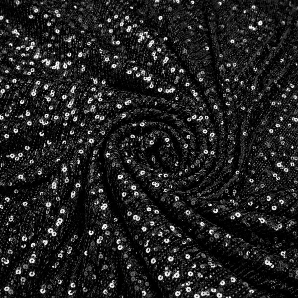 Tessuto Paillettes su Tulle Elastico - al Metro - Nero