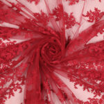 Pizzo Macramè Pregiato - Fantasia Giglio - Mezzo Metro - Rosso Carminio