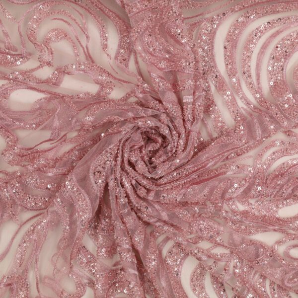 Pizzo Macramè Pregiato – Fantasia Onde – al Metro – Rosa Antico