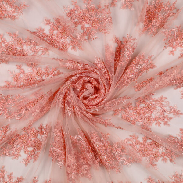 Pizzo Macramè Pregiato – Fantasia Cristallo Fiorito – al Metro – Rosa Antico