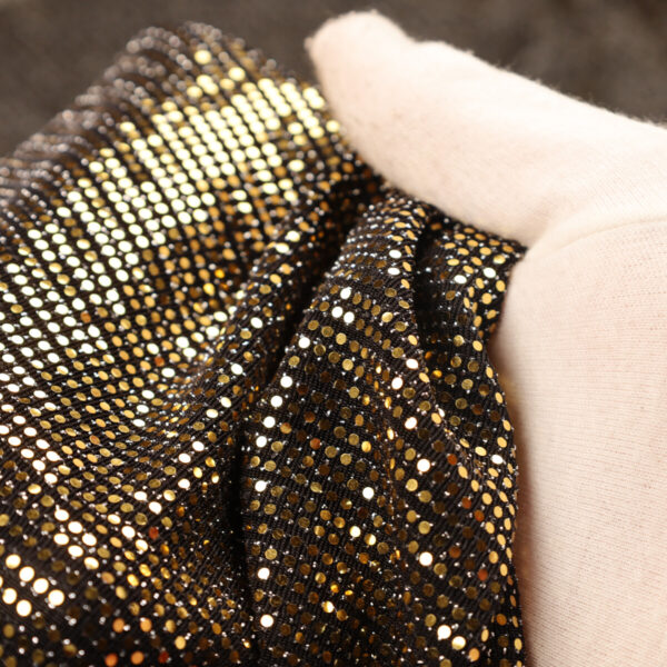 Paillettes Elastica Cerchio - al Metro - Nero Paillettes Oro